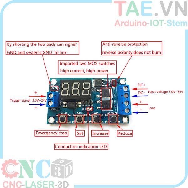 Module Kích Tạo Trễ 0.1-999S Sử Dụng MosFet