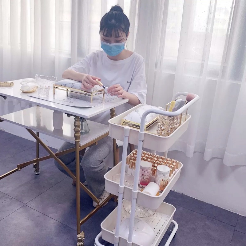 Kệ 3 tầng đa năng - Kể đựng đồ nail có bánh xe đẩy tiện dụng. 🛒
