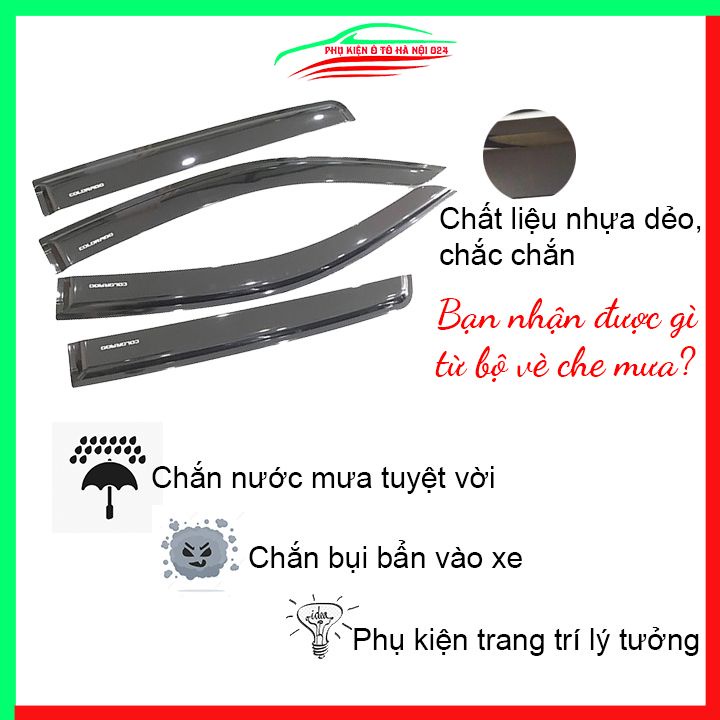 Vè che mưa cho xe ô tô Colorado 2015-2023 vè đen bảo vệ trang trí xe
