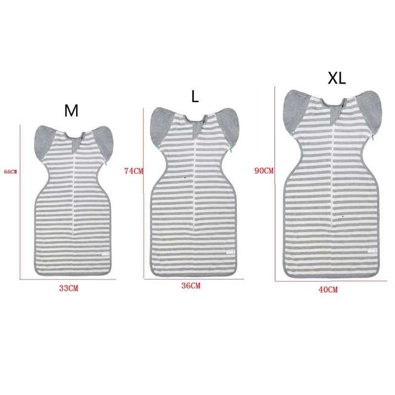 Túi Ngủ Khóa Kéo Họa Tiết Sọc Dành Cho Trẻ Sơ Sinh