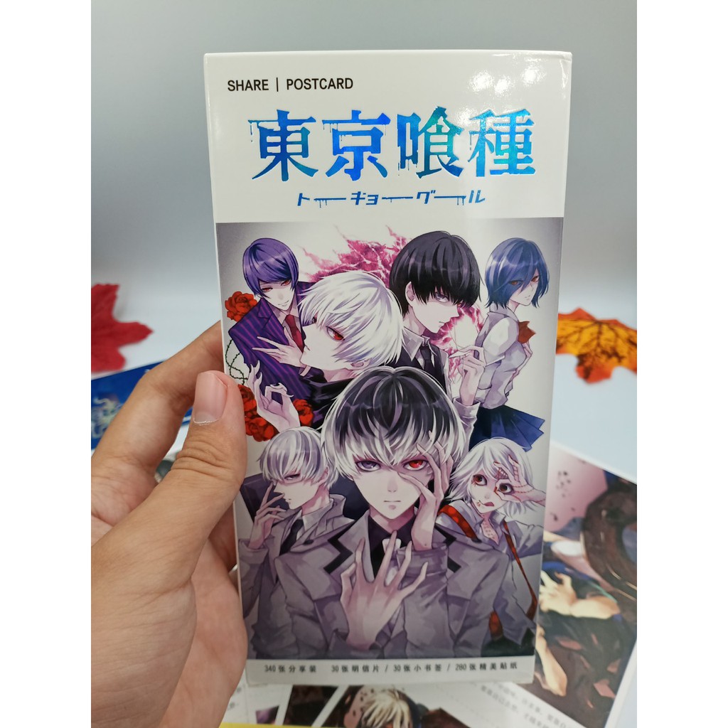 Hộp Postcard Bưu thiếp (Trọn bộ 340 Hình có Sticker) Anime/Manga Tokyo Ghoul (Ngạ Quỷ)