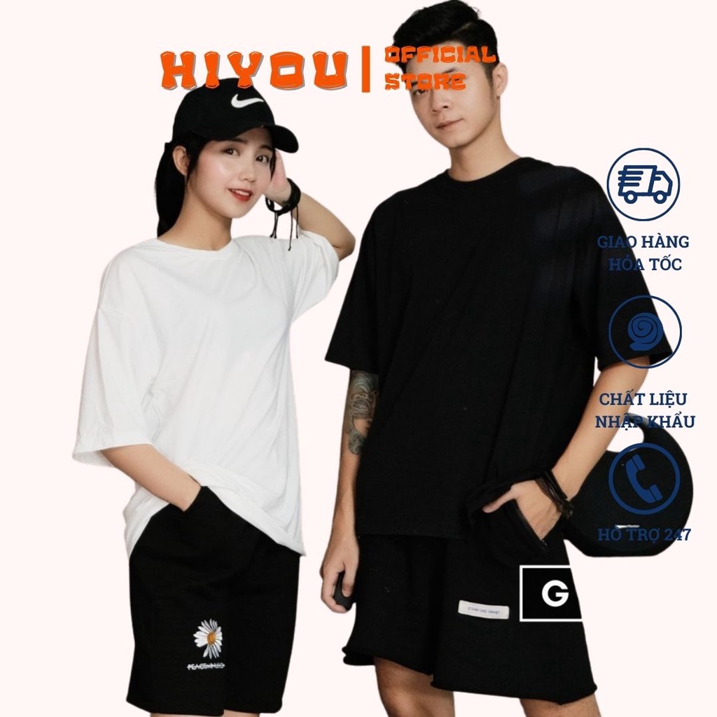 Áo thun Unisex basic trơn nam nữ tay lỡ oversize form rộng 2 màu trắng đen