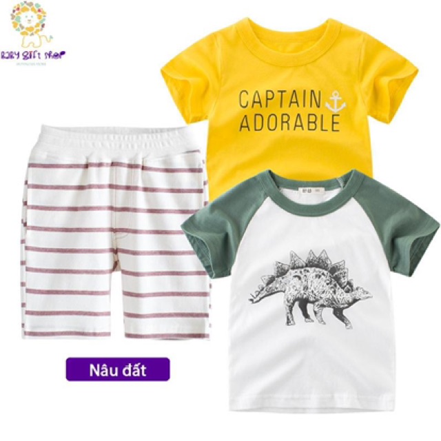 Quần short bé trai 27kids quần đùi trẻ em nam họa tiết kẻ, chất thun cotton mềm mát