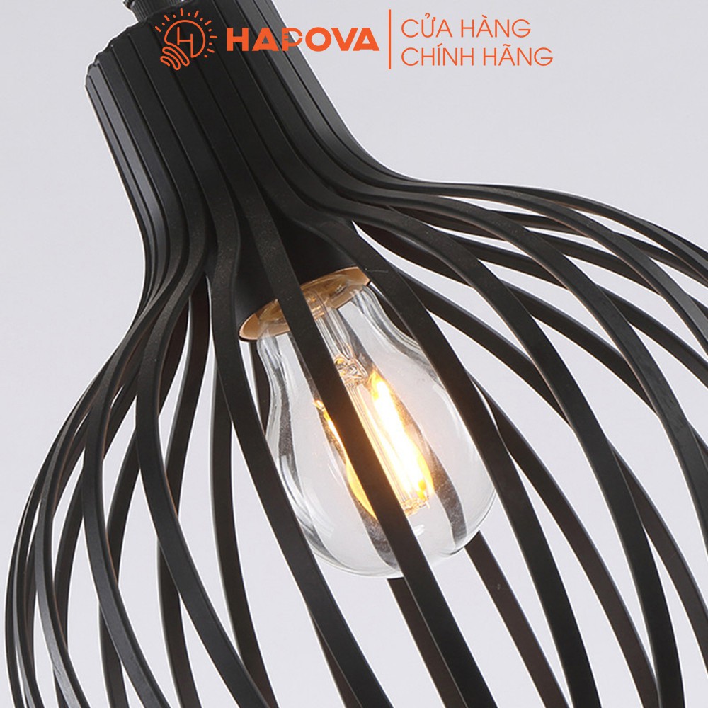 Bộ 3 Đèn thả lồng Chim HAPOVA JOYCE 6870/3 màu Đen cỡ 230mm + Tặng kèm bóng led AS Vàng