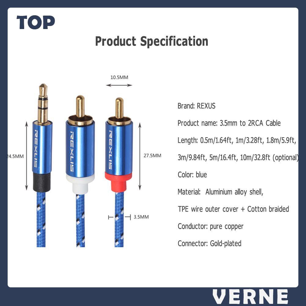 Dây Cáp Chuyển Đổi Âm Thanh Giắc Cắm 3.5mm Sang 2 Rca Cho Điện Thoại Edifer