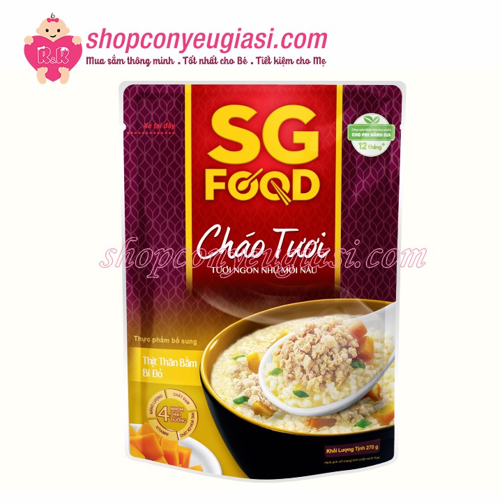 Cháo Tươi SG Food 270g Nhiều Vị Cho Bé Từ 12m+ - Date 09/2022