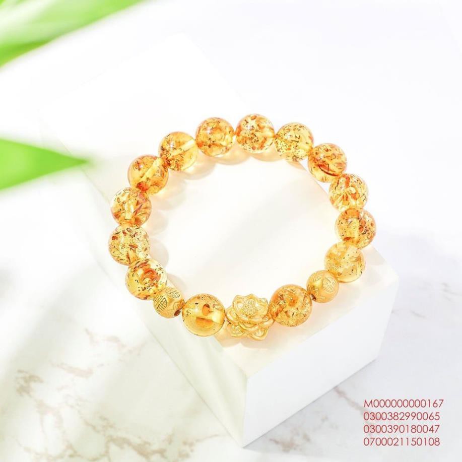 Vòng Tay Đá Hổ Phách Thiên Nhiên Mix Charm Vàng 24K [ANCARAT]