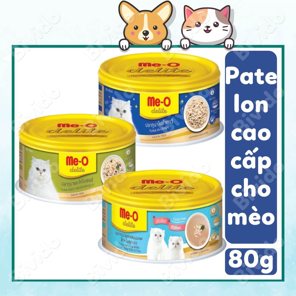 Pate lon Me-o Delite cho mèo cao cấp dinh dưỡng 80g - Bivido