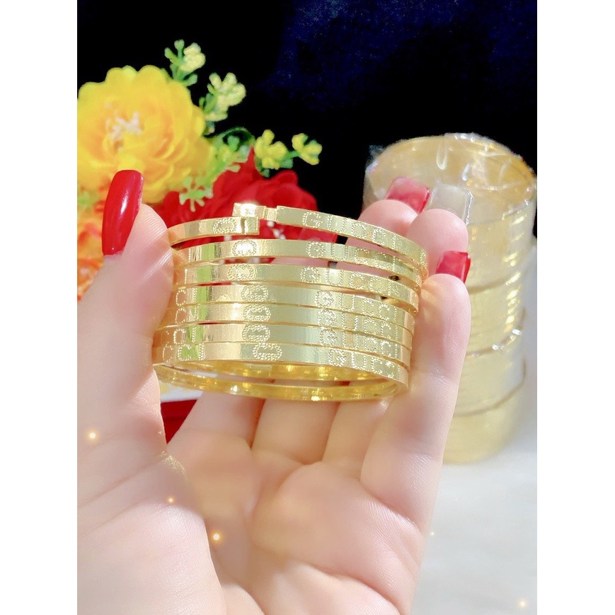 Bộ vòng xi men gồm 07 chiếc khắc chữ Gu mạ vàng 18K - Mang đi chơi, đi tiệc rất đẹp - Bao đổi trả