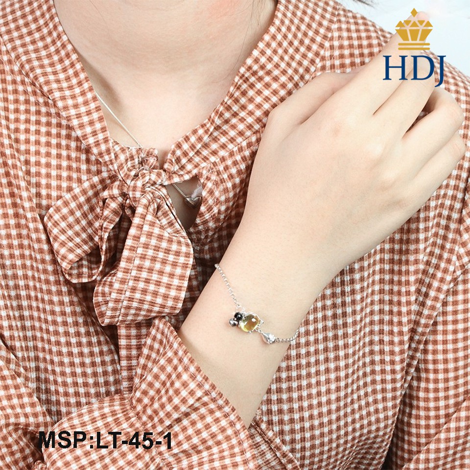 [HOT]Vòng tay Hồ Ly bạc nữ đá vàng đẹp trang sức cao cấp HDJ mã LT-45-1