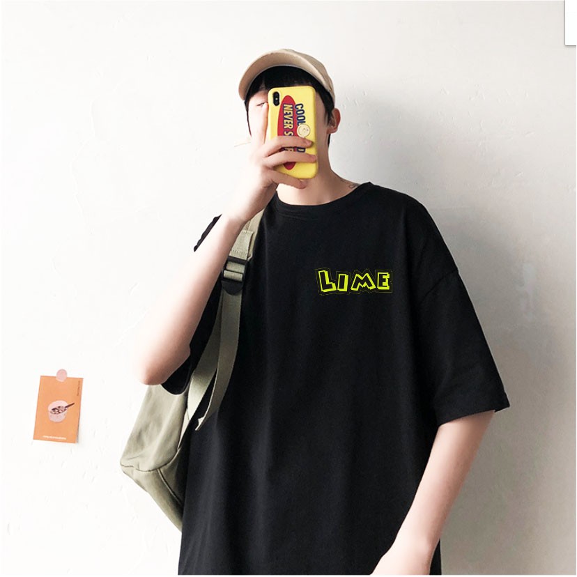 Áo thun LIME basic tee unisex tay lỡ nam nữ 2 màu trắng đen chất đẹp form rộng - áo phông nam nữ đơn giản streetwear | BigBuy360 - bigbuy360.vn