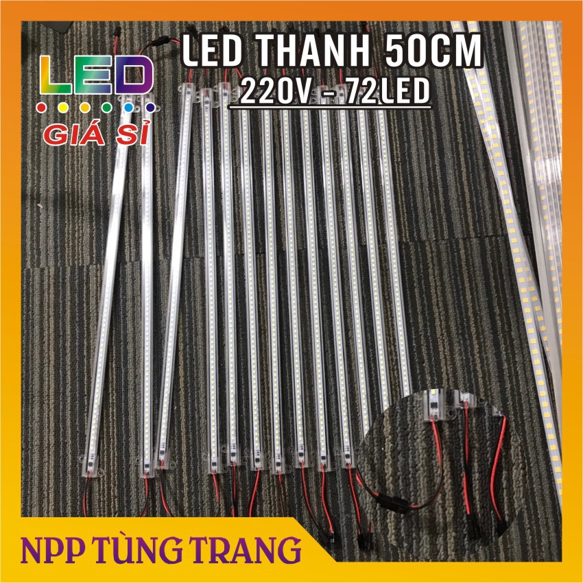 Đèn led thanh 220V 50cm 72 mắt led siêu sáng