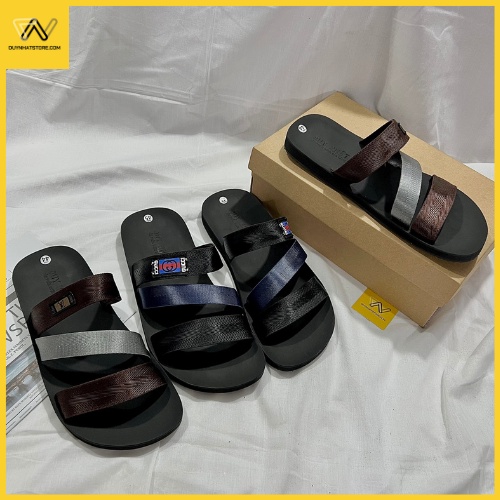Dép Nam Quai Ngang 3 Quai Chéo Dây Dù Giày Duy Nhật Store Đế Cao Su Đúc Siêu Bền Đẹp Không Trơn Size Lớn 44 45 46 47 48