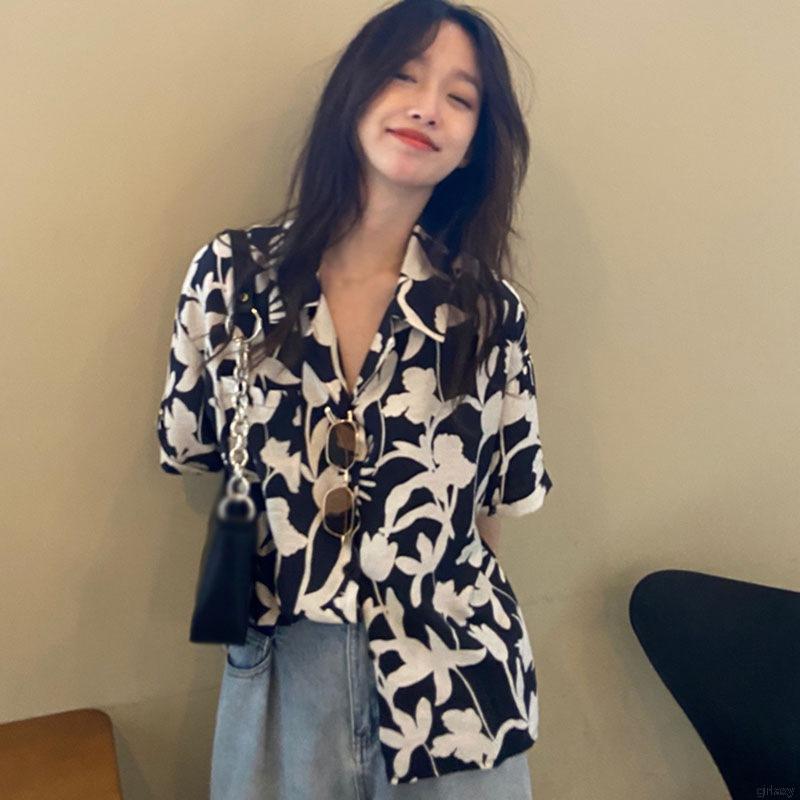 Áo Sơ Mi Ngắn Tay In Họa Tiết Phong Cách Hàn Quốc Dành Cho Nữ