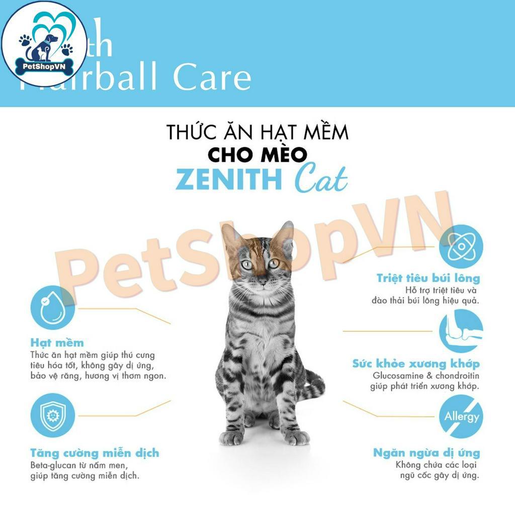 Thức Ăn Cho Mèo Hạt Mềm ZENITH HAIRBALL Túi 300g Vị Thịt Cừu, Thịt Gà & Rau Củ Quả