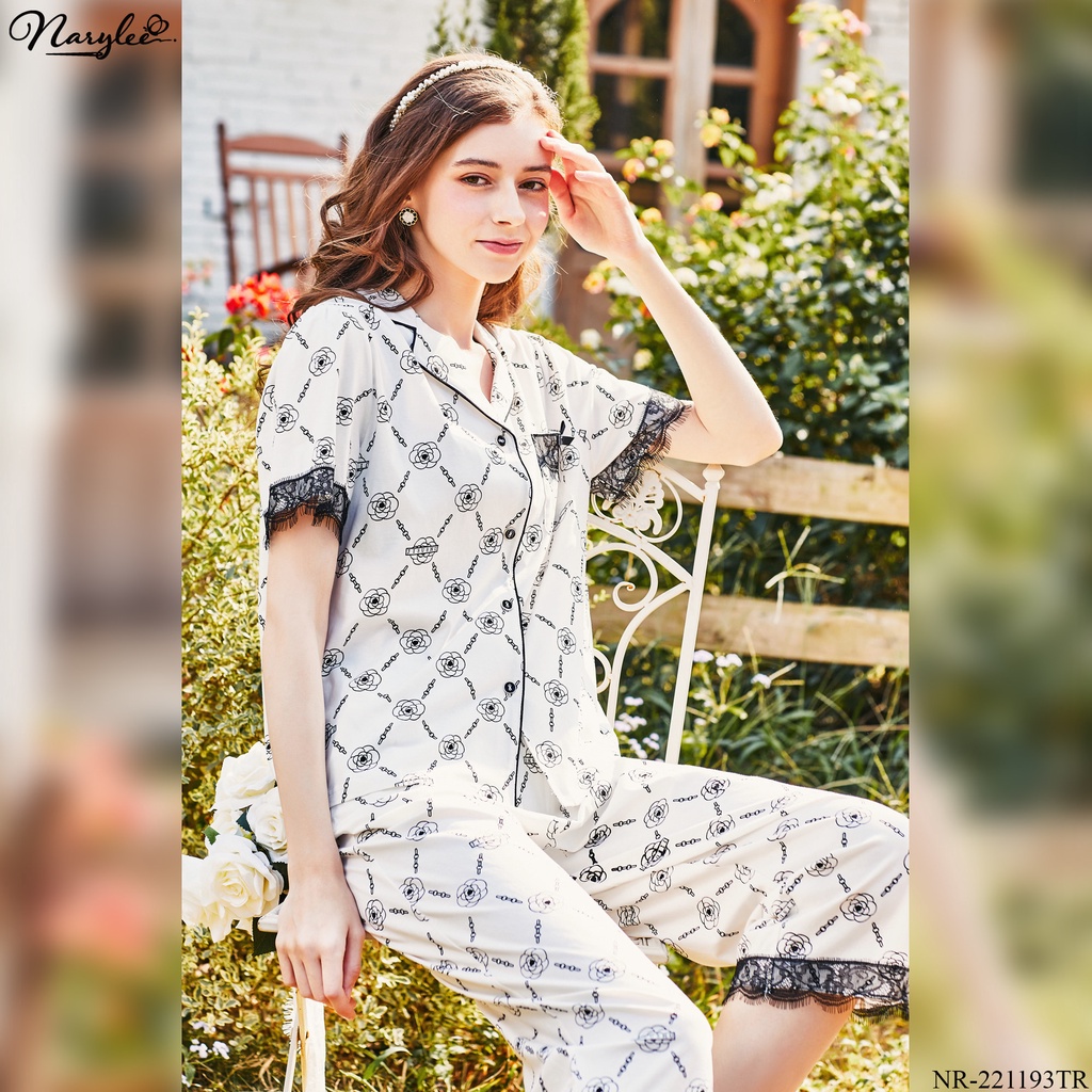 Đồ bộ pyjama mặc nhà nữ cao cấp Narylee áo cộc quần dài cotton nhập khẩu mềm mịn chống tia UV kháng khuẩn mã NR221193