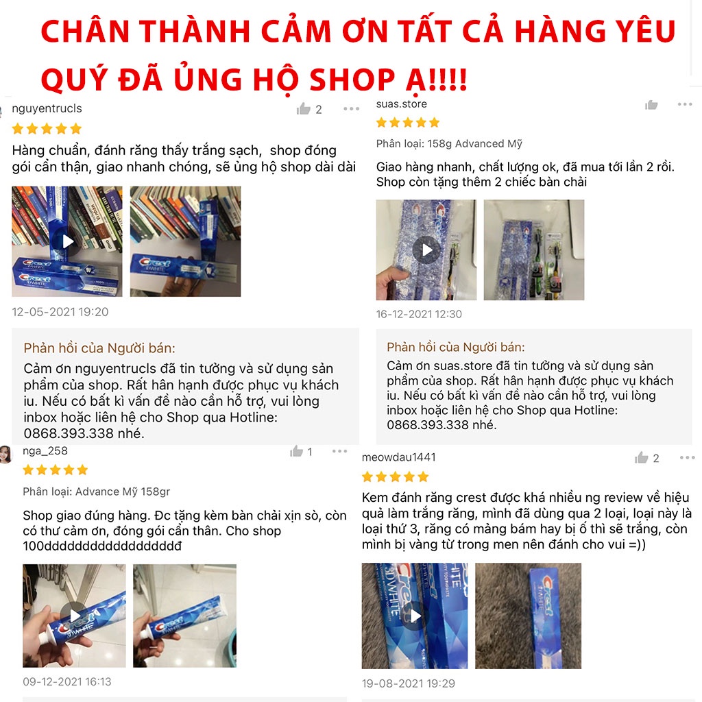 Kem đánh răng Crest 3D Advance 158g - Cho hơi thở thơm mát và trắng răng cấp tốc