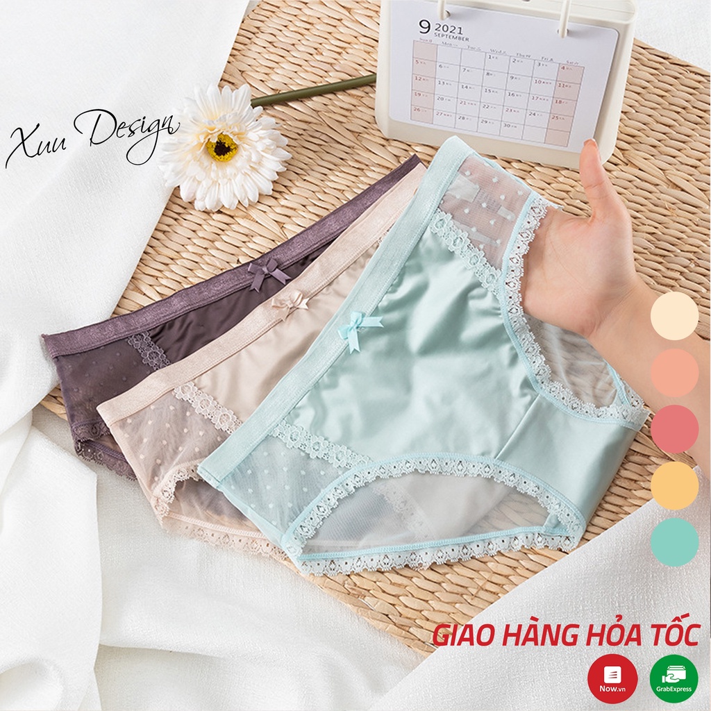 Quần lót nữ su lạnh cao cấp phối viền ren sexy co dãn thoáng khí- Xuu Design QC100
