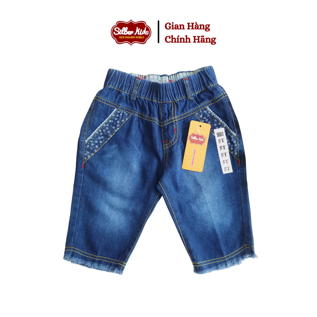 Quần Lửng Jean Bé Gái Phối Ren Túi SILBER KIDS