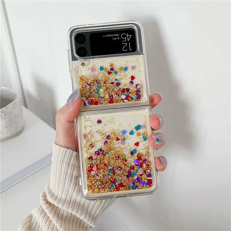 Ốp Điện Thoại Trong Suốt Dạng Lỏng Chống Sốc Họa Tiết Kim Tuyến Nước Cho Samsung Galaxy Z Flip 3 5G Z Flip 3 Zflip3 Z Flip3