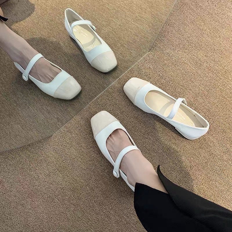 [SẴN HÀNG] Giày búp bê Mary Jane mũi vuông giày nữ 2022 đế thấp