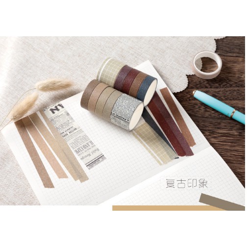 Washi Tape set 10 cuộn SA10-1 DIY trang trí scrapbook, sổ tay planner,...