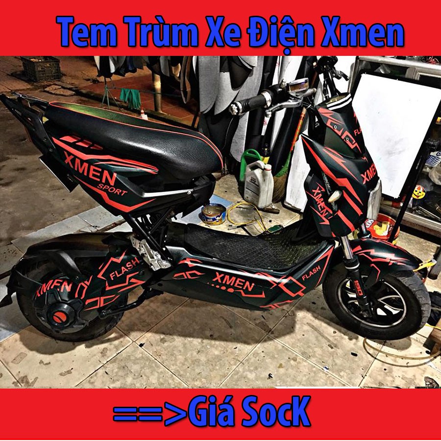 Tem Trùm Xe Điện Xmen Đen Viền Đỏ