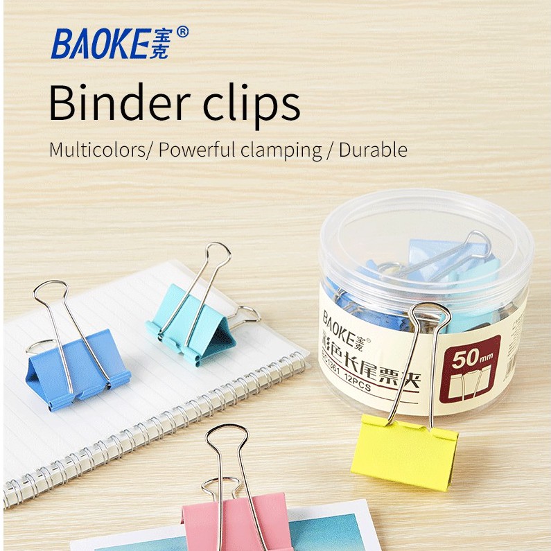 Kẹp Giấy Màu Binder Clips - Double Clip Kẹp Bướm Màu BAOKE