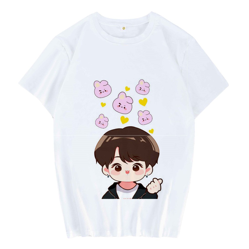 Áo thun nam nữ 1HITSHOPUNISEX phông in hình thần tượng BTS Jeon Jungkook 218 ( Trắng )