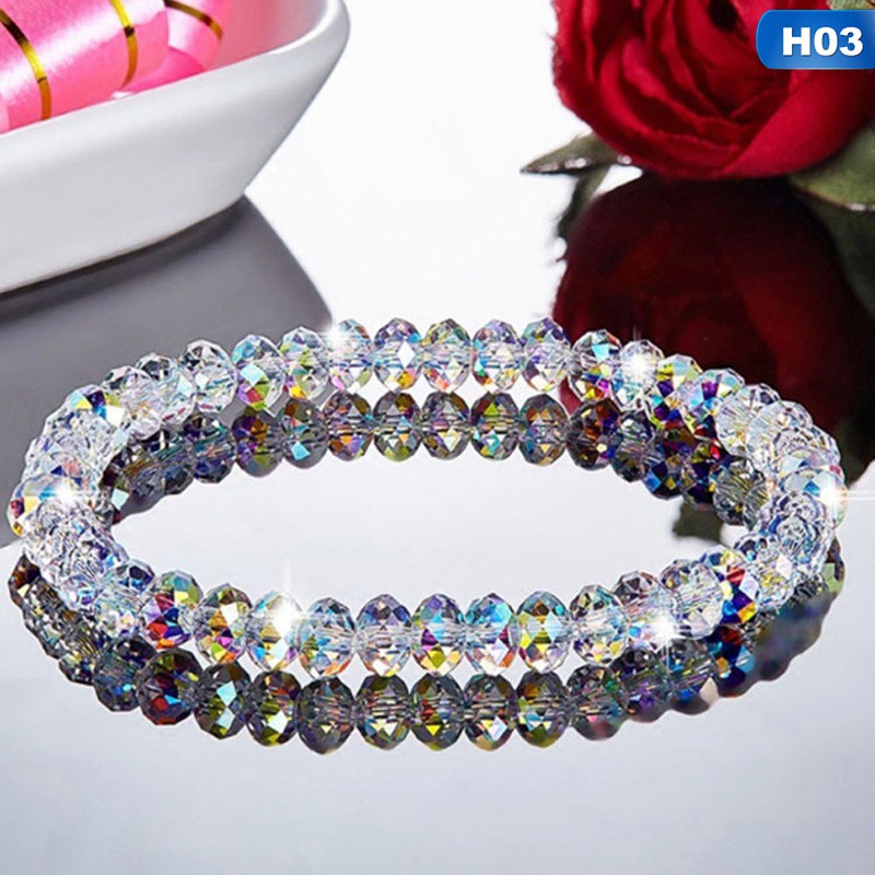Vòng tay mạ vàng trắng 18k đính đá pha lê sang trọng