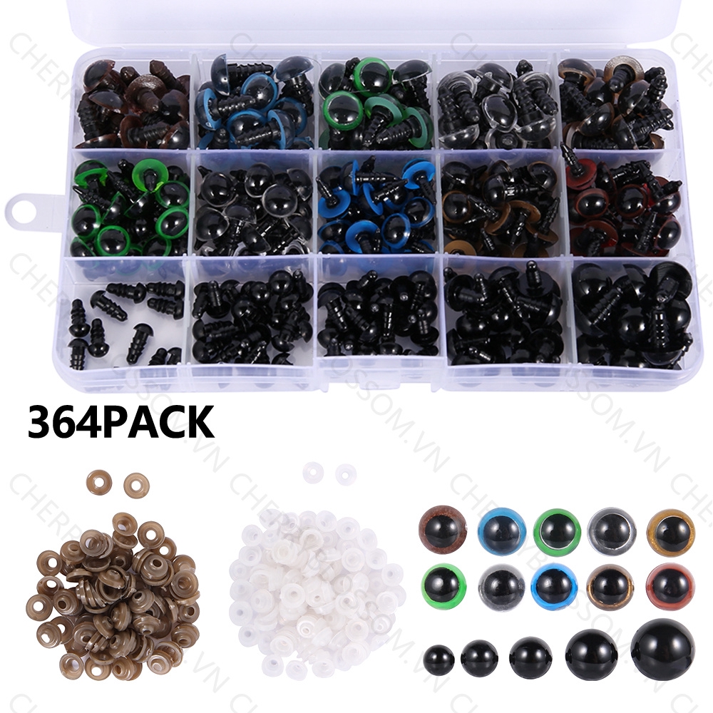 JPRICE Set 364 Mắt Nhựa Tam Giác 6mm - 12mm Cho Búp Bê
