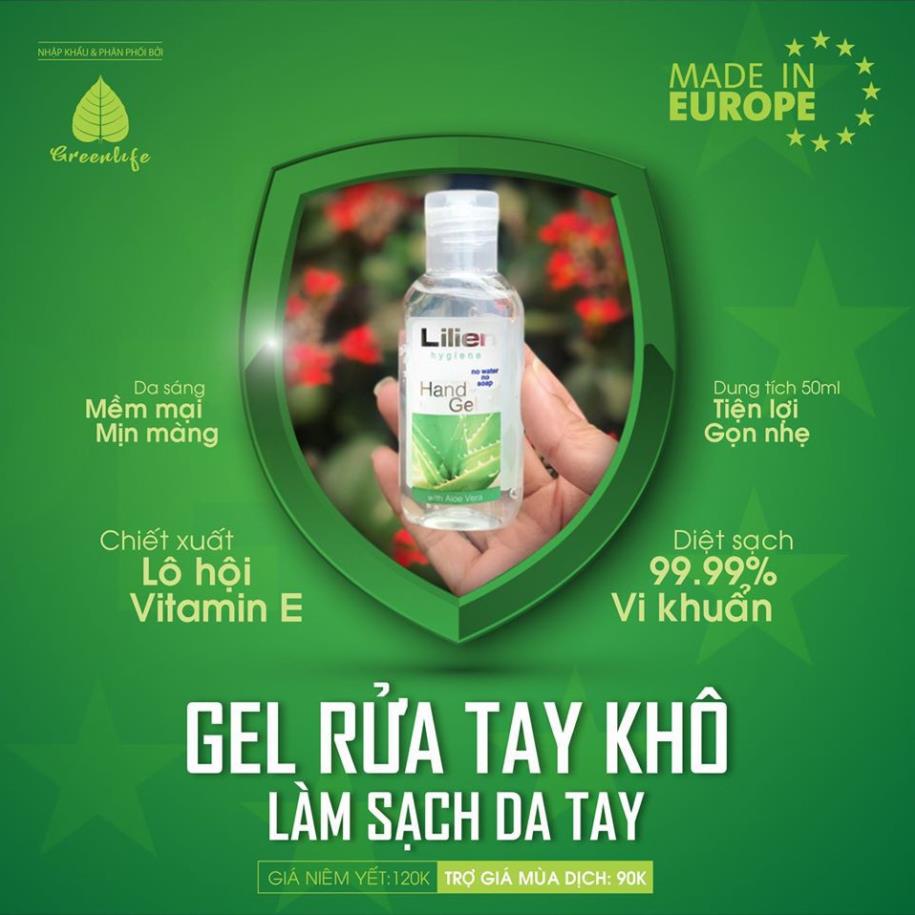 Dung dịch rửa tay khô sát khuẩn cá nhân bỏ túi tiện lợi Lilien - Nhập khẩu từ CH Séc