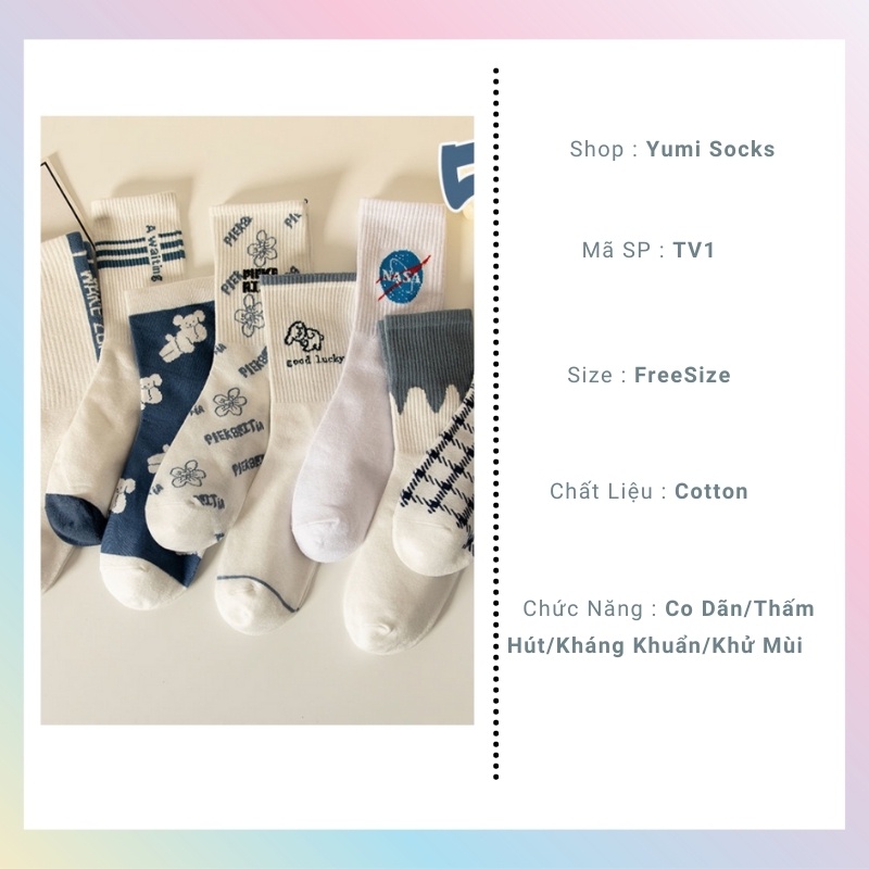Tất Cổ Cao,Vớ Cổ Cao Nam Nữ Co Dãn 4 Chiều,Cotton Thấm Hút,Nasa Phong Cách Nhật Bản