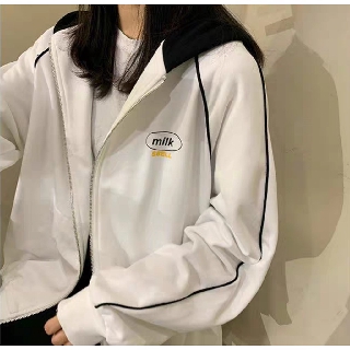 Áo Khoác Nỉ Bông MILK SBELL Unisex (Trắng/Đen)