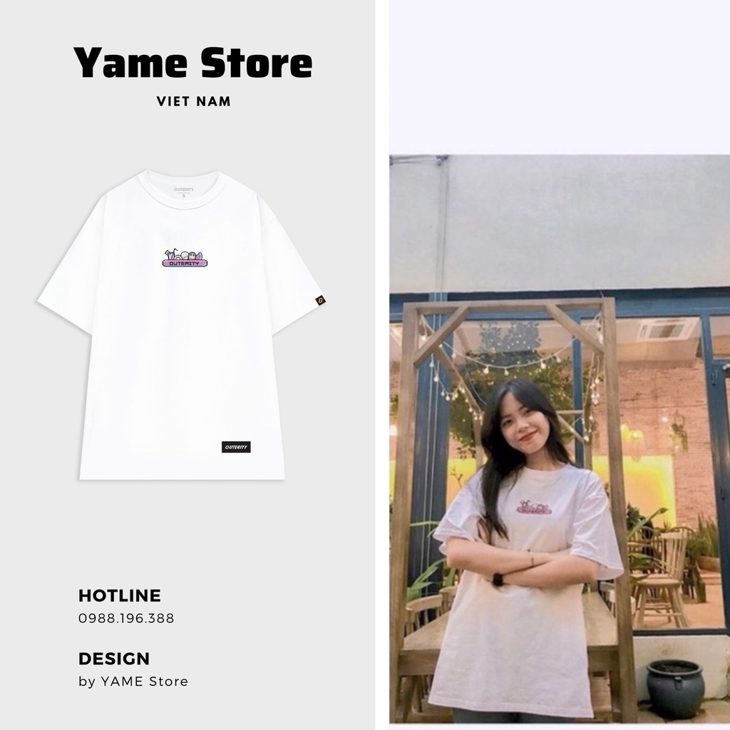 Áo thun OUTERITY Unisex tay lỡ Pixel icon chất cotton co dãn Phom rộng- Yame Store