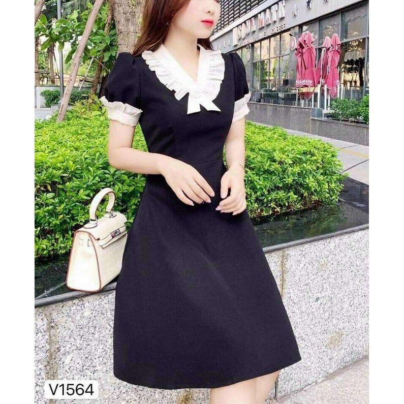 Đầm Suông Phối Viền Bèo Chất Umi Mềm Mại