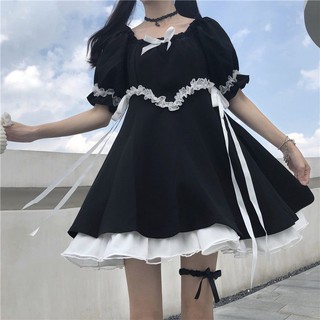 [Có Ảnh Thật - Order Hàng Loại 1] (L) Váy đầm Gothic Lolita thắt nơ dáng xòe 🎀