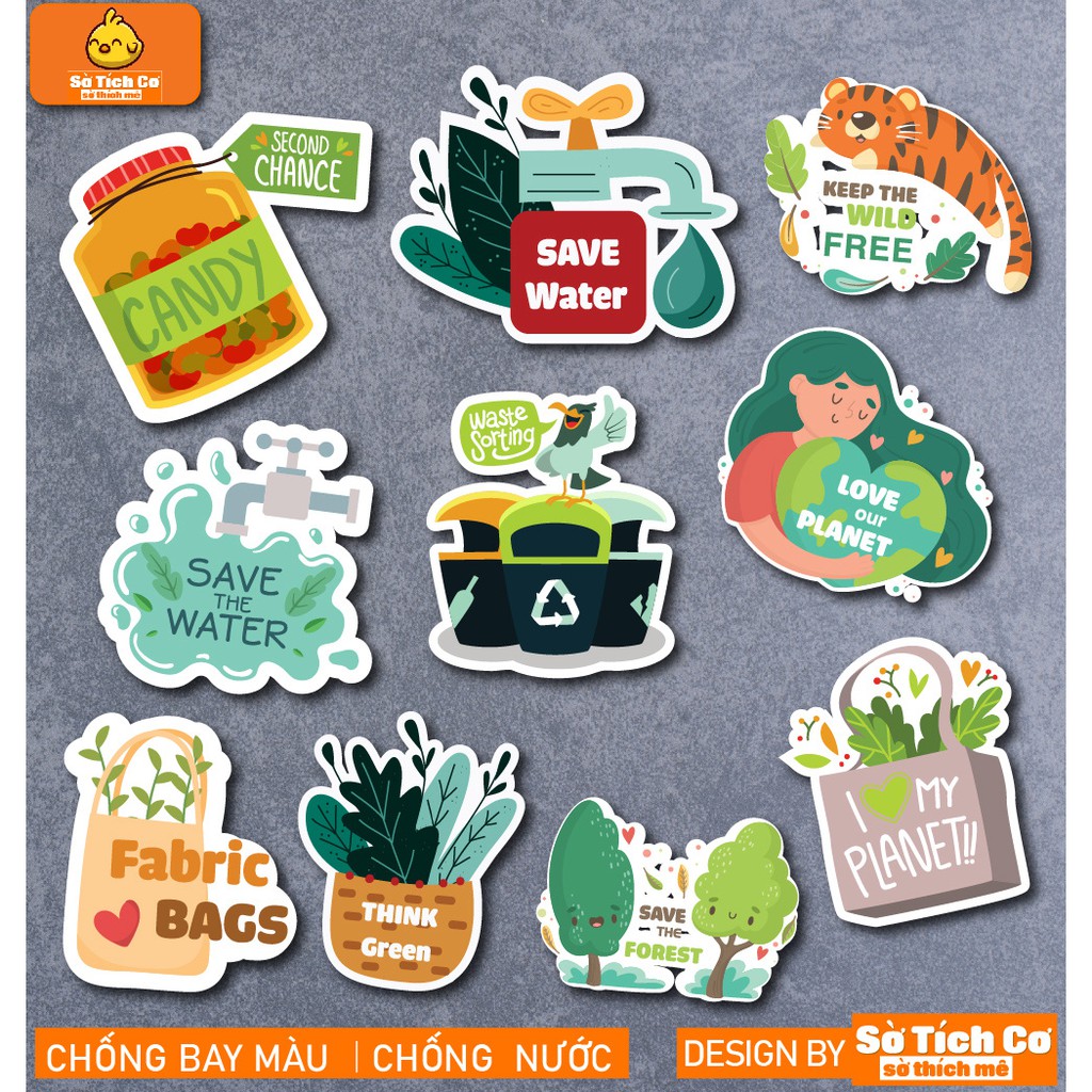 Save the Earth dán điện thoại, laptop, mũ bảo hiểm, guitar, vali MSP: T04