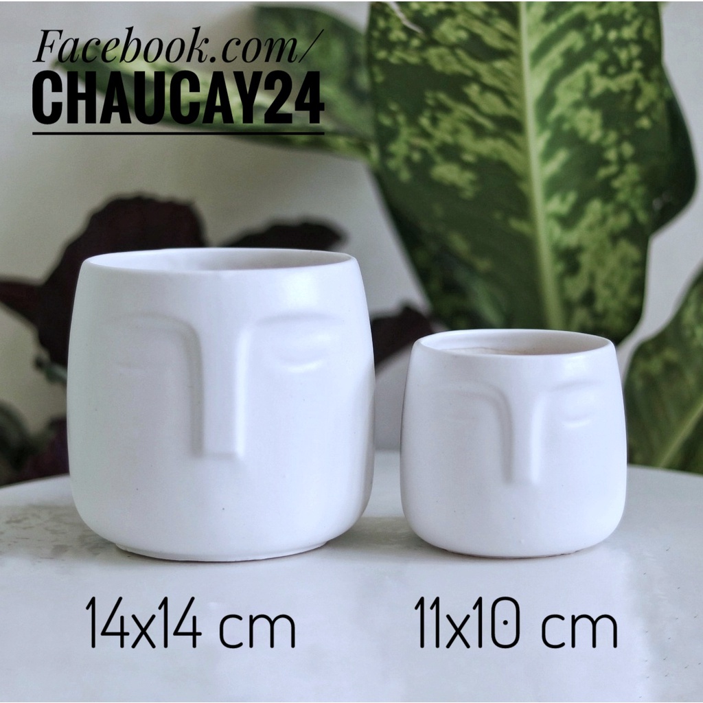 Chậu sứ Khuôn Mặt trồng cây cảnh mini, cây nội thất, cây để bàn, cây phong thủy