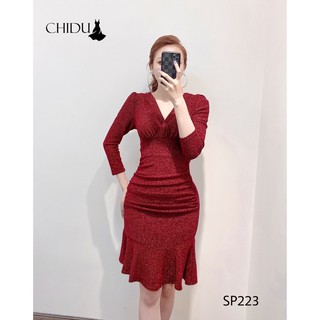 Váy Len Nhủ Nữ, Đầm Cổ Đắp Chéo Tay Dài Đuôi Cá 2 Lớp Vải Mềm Cực Êm Form Body Siêu Tôn Dáng.