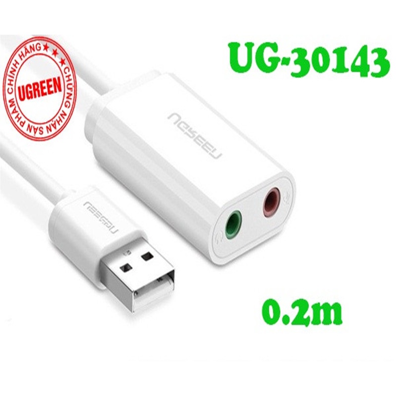 Cáp chuyển USB ra 3.5mm UGREEN 30143 ( jack 3.5mm Headphone và Microphone) Chính hãng