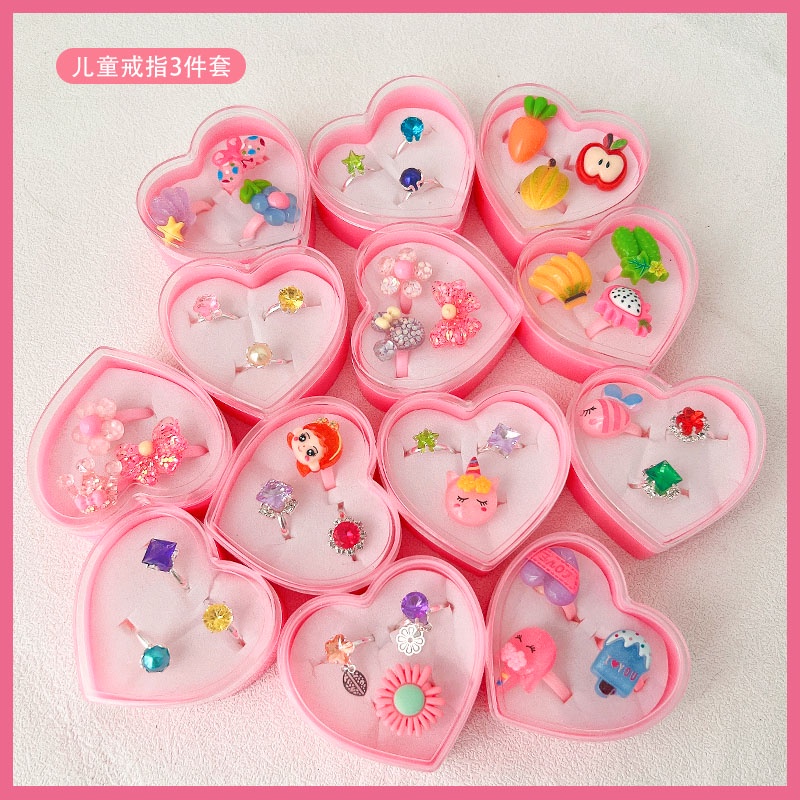Set Ba Nhẫn Công Chúa Dễ Thương Cho Bé Gái