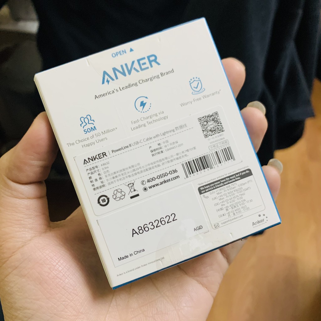 Cáp Anker PowerLine II Lightning to USB-C - 0.9m - A8632 - Bảo hành 3 tháng 1 đổi 1 Hàng tốt giá rẻ