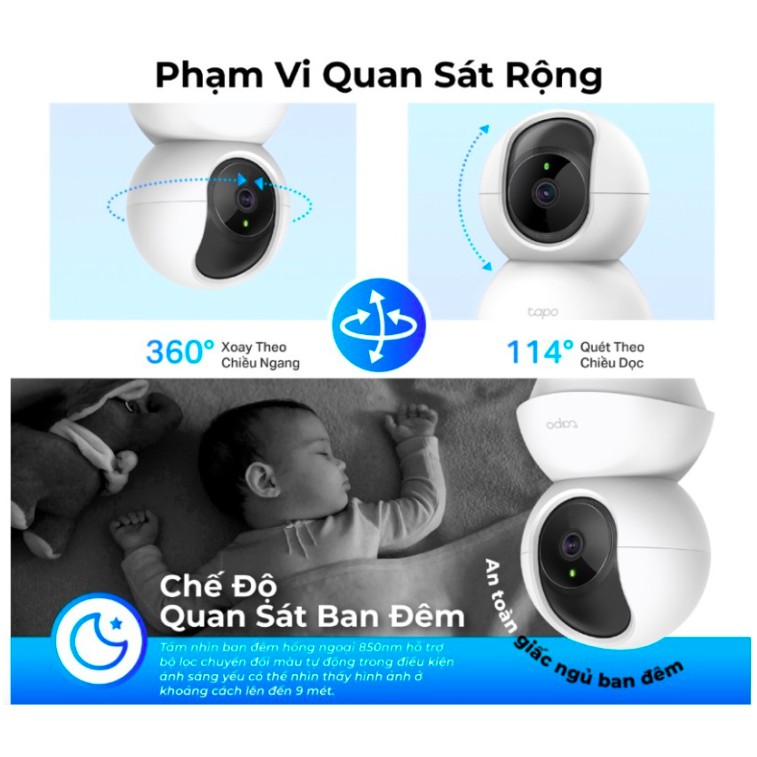 Camera Wi-Fi TP-Link Tapo C200 sắc nét 1080P 2MP ngày đêm âm thanh 2 chiều hỗ trợ thẻ nhớ lên đến 128GB - Chính Hãng