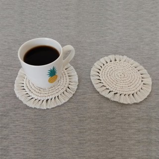 Miếng lót ly sợi cotton kiểu dáng tròn sang trọng, sản phẩm handmade