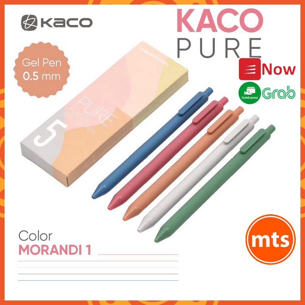 Bộ 5 bút gel KACO PURE Plastic Gel Ink Pen  mực nhiều màu cao cấp chính hãng - Minh Tín Shop