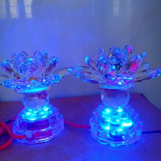 [ giá 1 cặp ] đèn thờ cúng hoa sen pha lê 12cm