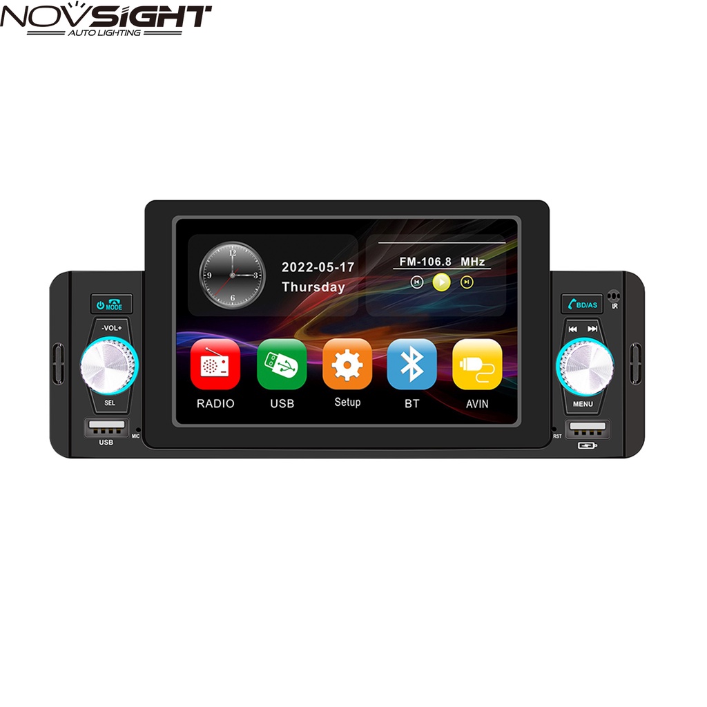 Máy nghe nhạc MP5 NOVSIGHT 5 Inch 1 Din IPS màn hình cảm ứng BT/ TF/ FM/ USB/ Mirrorlink dành cho xe hơi
