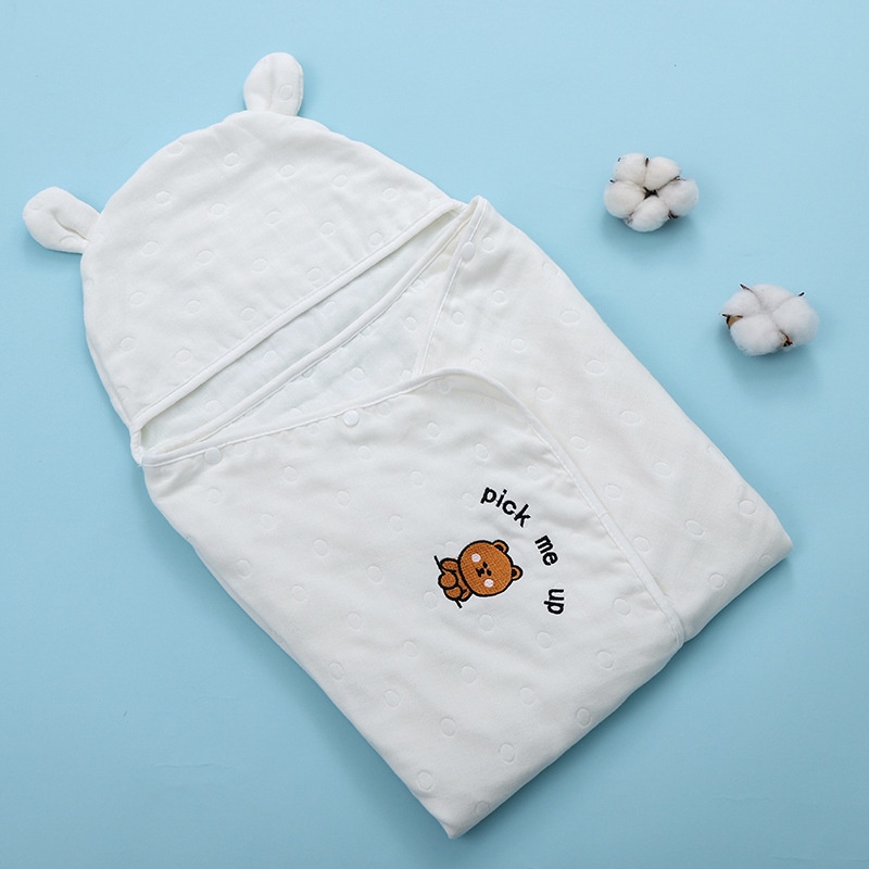 Khăn Choàng Tắm cotton Sáu Lớp Có Mũ Trùm Xinh Xắn Dành Cho Bé