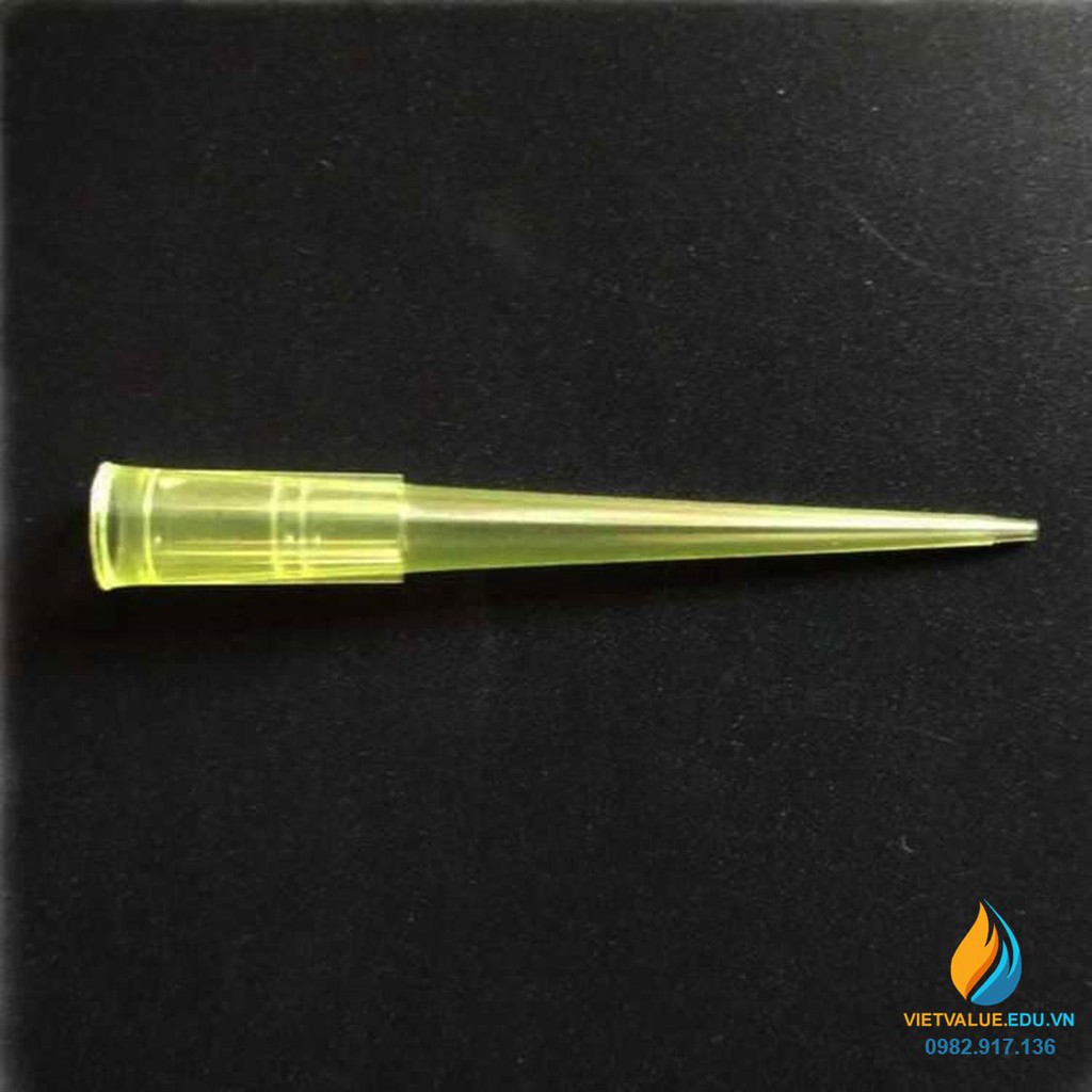 Túi 1000 cái đầu côn pipet hút, loại 0.2ml, nhựa PP màu vàng tiệt trùng
